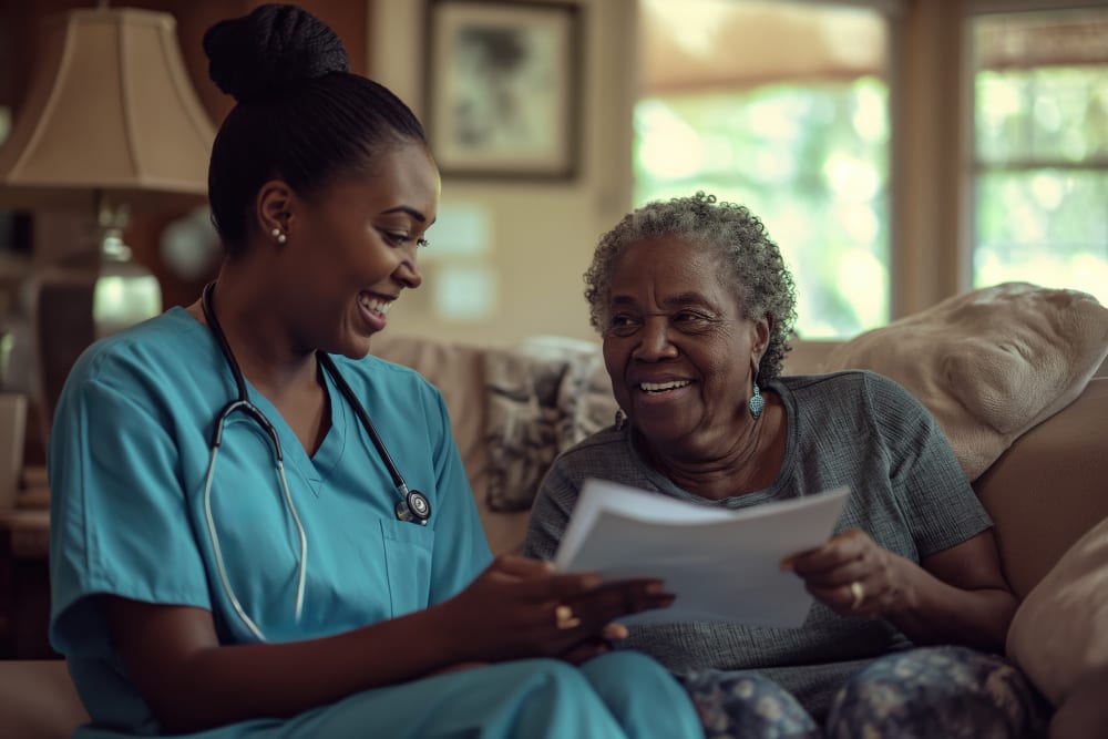 Caregiver and client at home